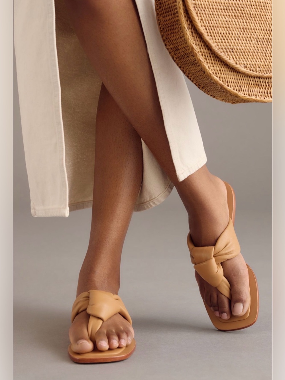 Anthropologie Maeve Puffy Knotted Sandals Brown Size 10